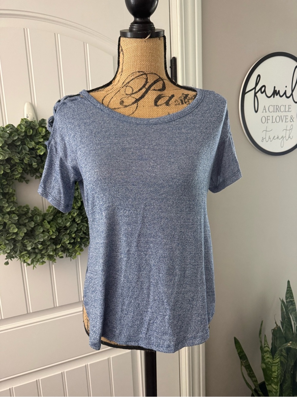 Poof! Heathered Light Blue Short Sleeve Tee